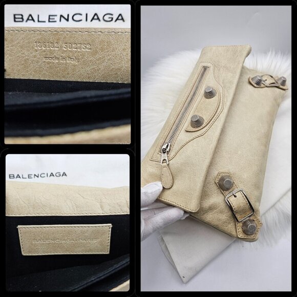 Balenciaga  Neutral Beige Leather Clutch - Picture 11 of 17